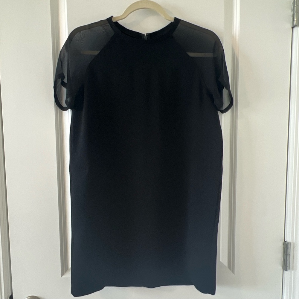 Vince Black shift Sheer silk raglan Sleeves mini Dress XS